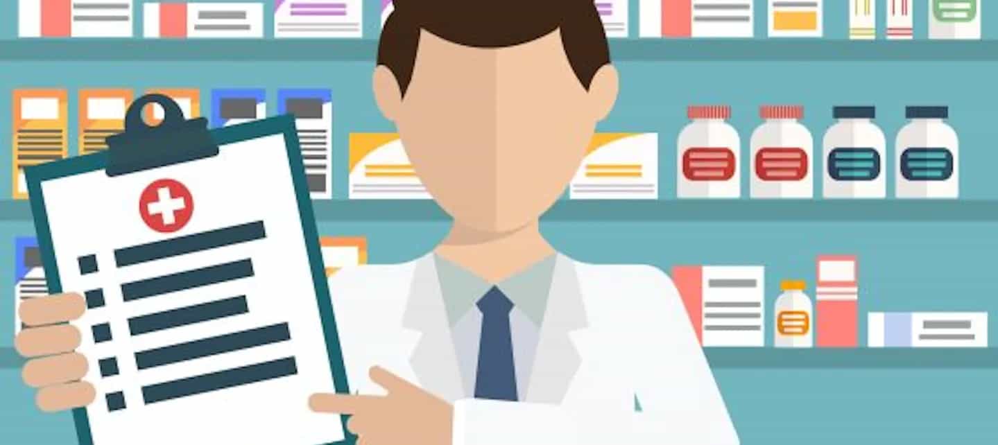 Animert lege som peker på en legejournal