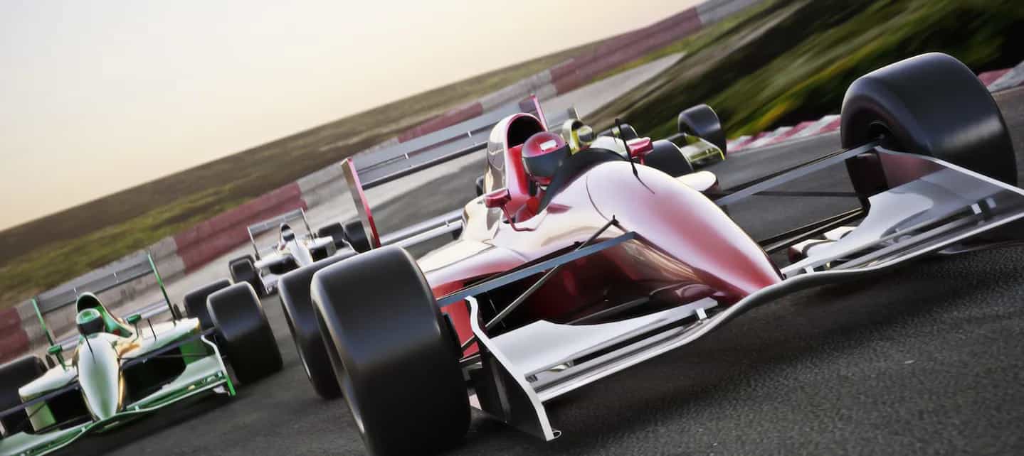 Bilde som viser animerte formel-biler