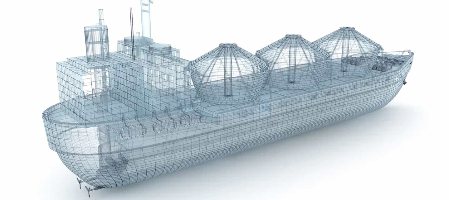 Teknisk tegning av et skip