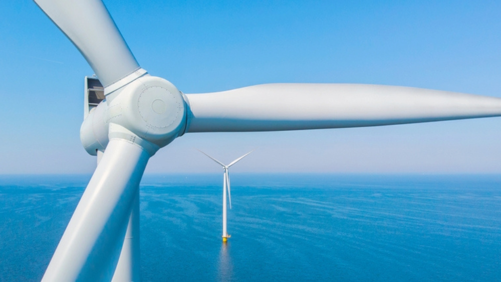 wind turbines placed in the sea